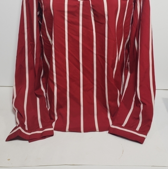 SHEIN Red and White Stripped Long Sleeve Blouse - Picture 2 of 6